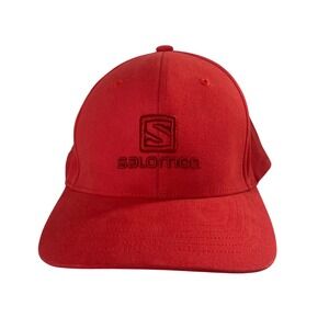 Salomon Red Baseball Cap Embroidered Logo Adjustable Strap